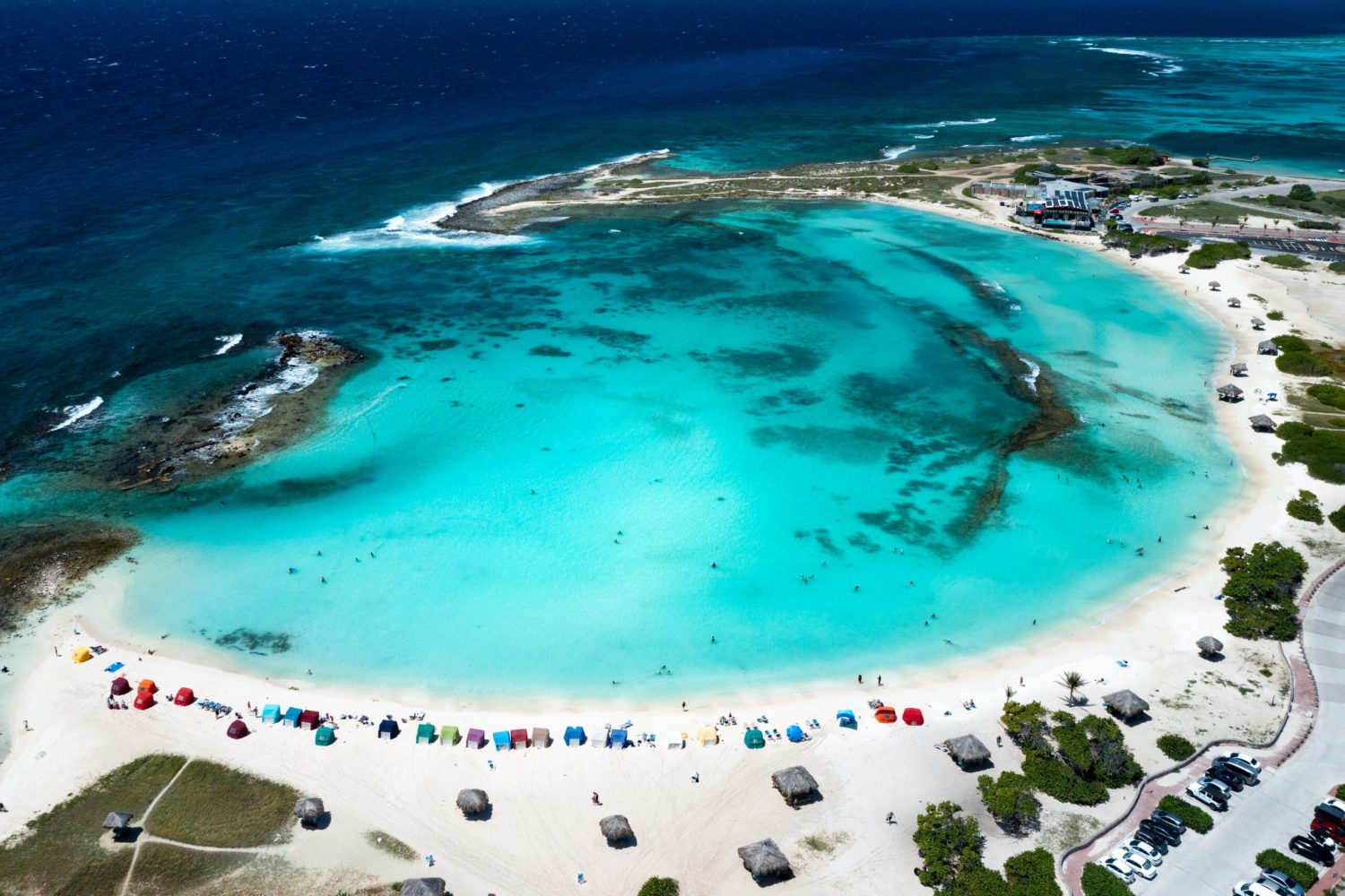 Aerial view of Shoreline at Baby Beach, Aruba
